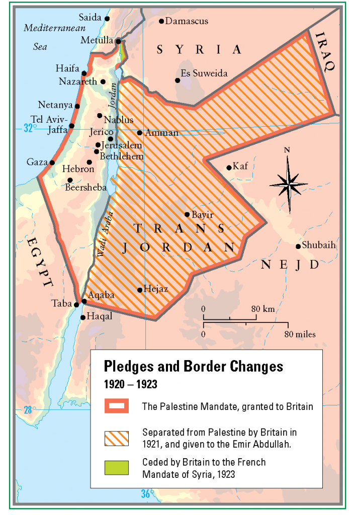 32- Filistin ve Urdunde sinir degismeleri 1920 - 1923